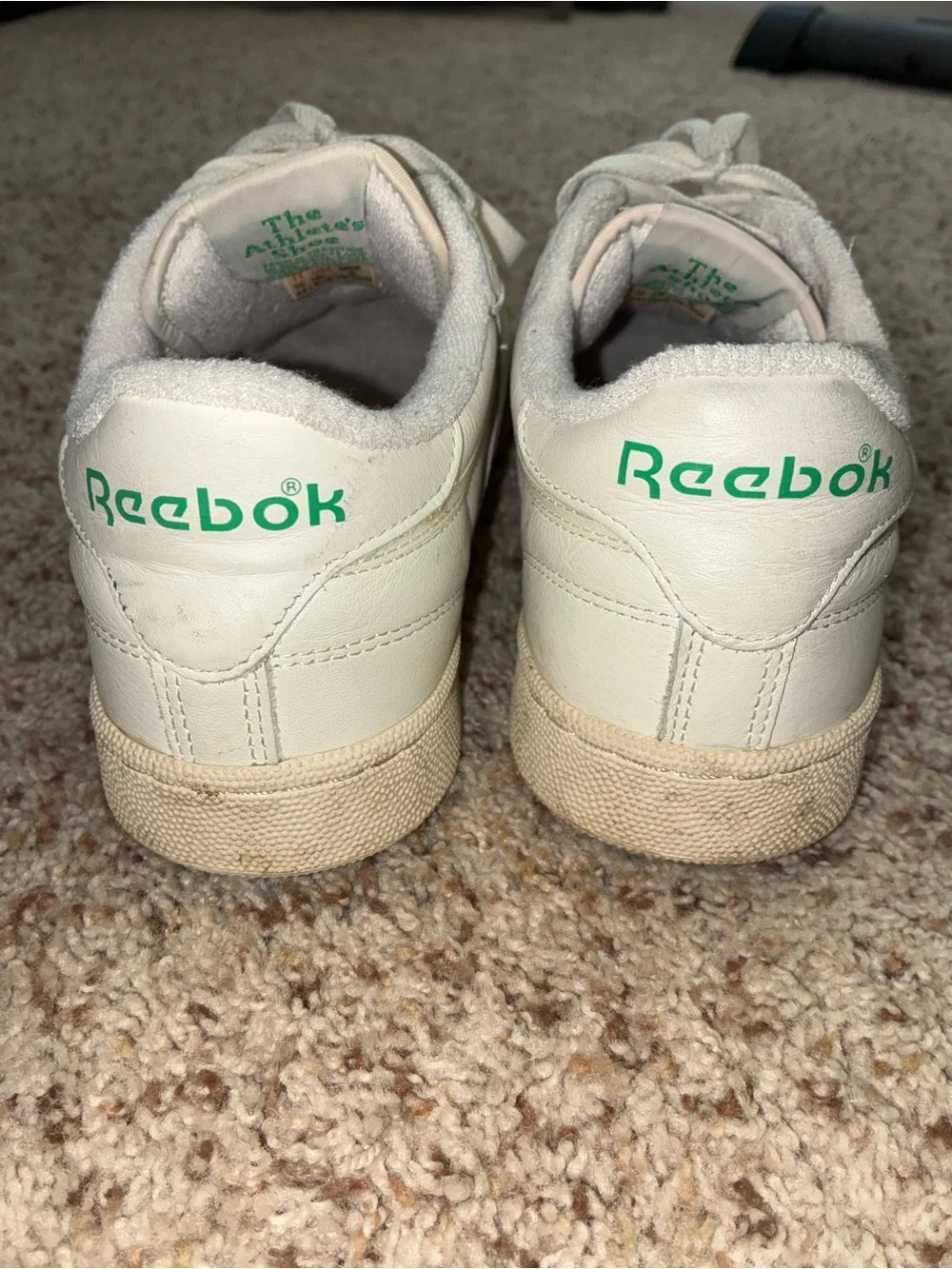 Reebok White Leather Sneakers with Green Branding